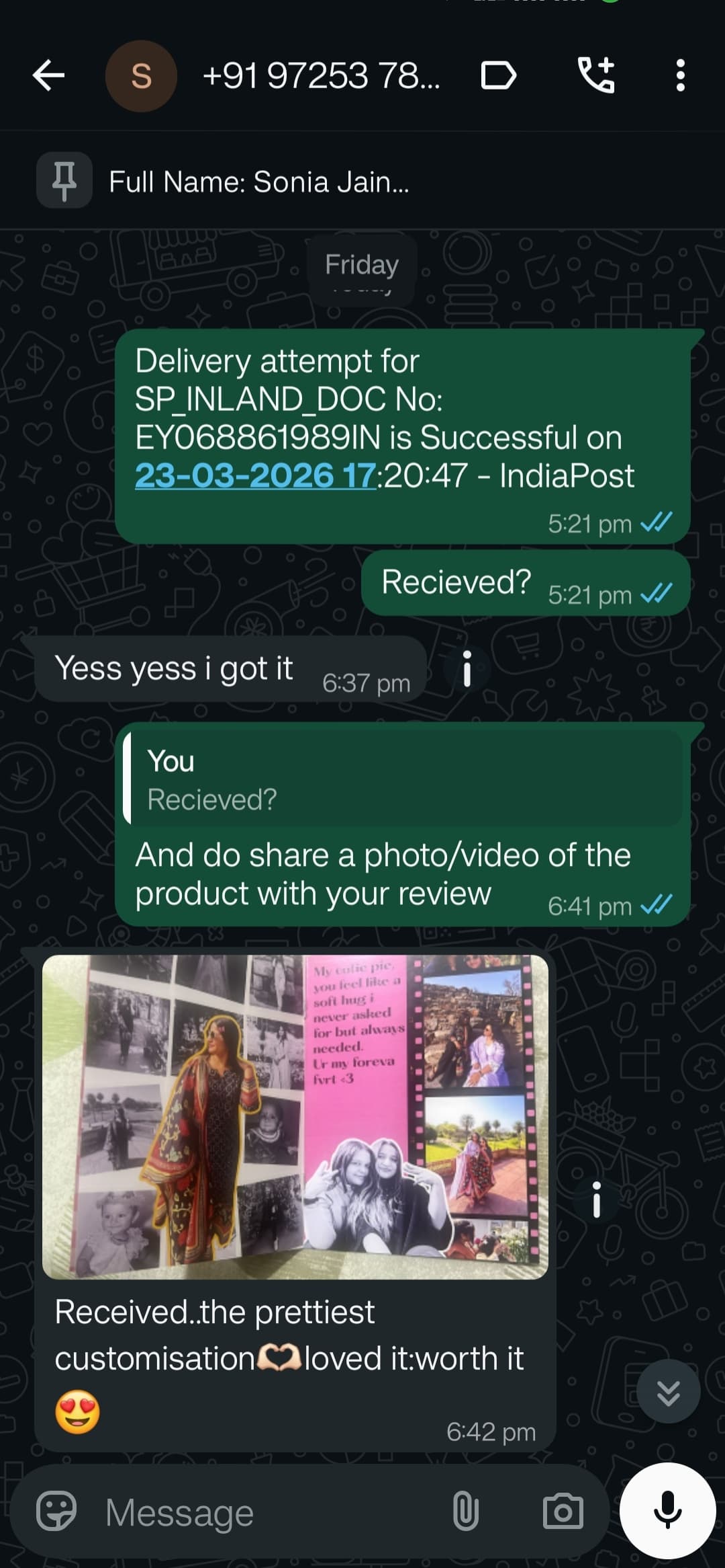 Customer review screenshot